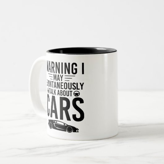 Warnung Ich kann spontan über Autoverliebhaber spr Zweifarbige Tasse (Vorderseite Links)