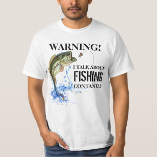 Warnung Ich rede ständig über Angeln Lustig T-Shirt