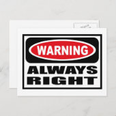 Warnung IMMER RECHTE Postkarte (Vorne/Hinten)