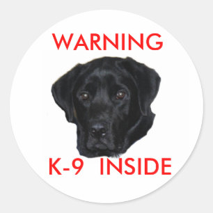 WARNUNG, K-9 INNEN RUNDER AUFKLEBER