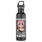 Warnung kann beginnen, über Animes zu sprechen Edelstahlflasche (Vorderseite)