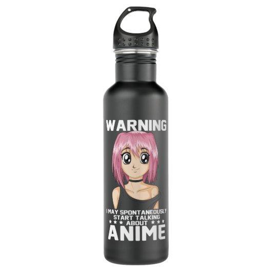 Warnung kann beginnen, über Animes zu sprechen Edelstahlflasche (Vorderseite)