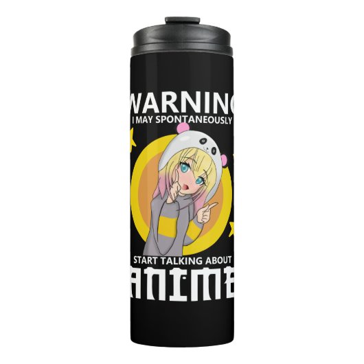 Warnung kann beginnen, über Animes zu sprechen Thermosbecher (Vorderseite)
