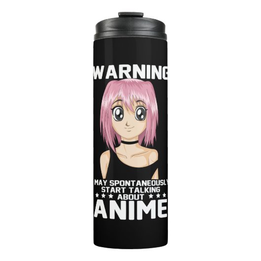 Warnung kann beginnen, über Animes zu sprechen Thermosbecher (Vorderseite)