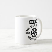 Warnung kann beginnen, über Radfahren zu sprechen Kaffeetasse (VorderseiteRechts)