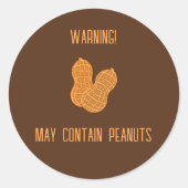 Warnung kann Erdnüsse Classic Round Aufkleber enth (Vorderseite)