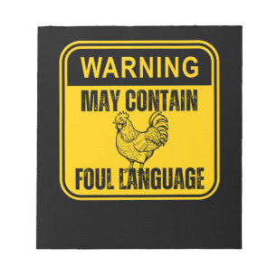 "Warnung - Kann Foul Language enthalten Notizblock