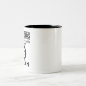 Warnung kann spontan über Bitcoin sprechen Zweifarbige Tasse (Mittel)