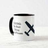 Warnung kann über Flugzeug reden, lustiges Luftfah Tasse (Vorderseite Links)