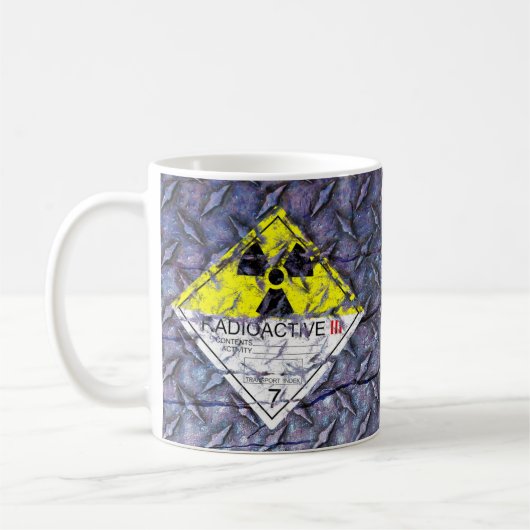 Warnung! Korrodierte radioaktive Katze.3 Zeichen - Kaffeetasse (Links)
