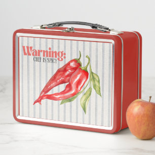 Warnung: Küchenchef ist scharf Rote Chili-Küchenku Metall Brotdose