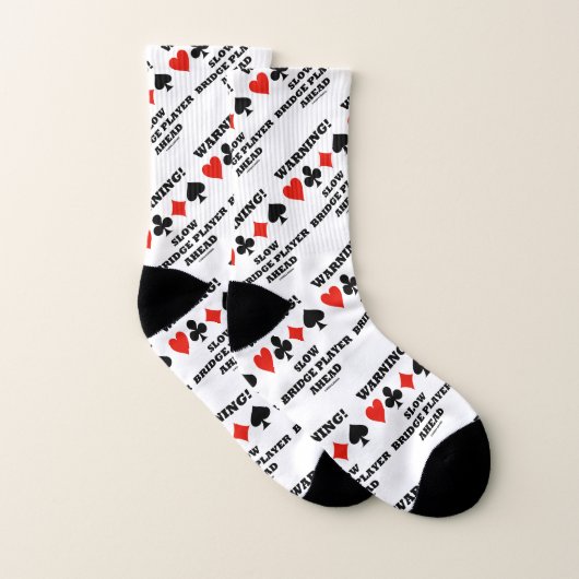 Warnung! Langsamer Bridge-Player mit vier Karten-A Socken (Paar)