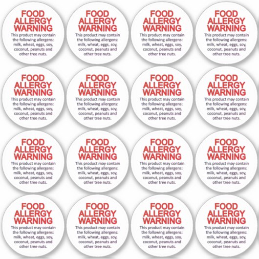 Warnung Lebensmittelallergie Vorsicht bei Nuts Soj Aufkleber (Vorderseite)