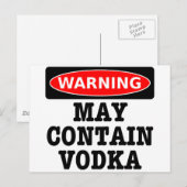 Warnung May enthält Vodka Postkarte (Vorne/Hinten)