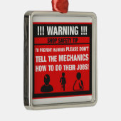 Warnung - Mechaniker-Geschäfts-Sicherheits-Spitzen Silbernes Ornament (Rechts)