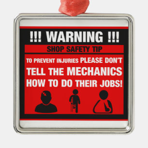 Warnung - Mechaniker-Geschäfts-Sicherheits-Spitzen Silbernes Ornament