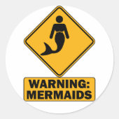 Warnung: Mermaids Runder Aufkleber (Vorderseite)