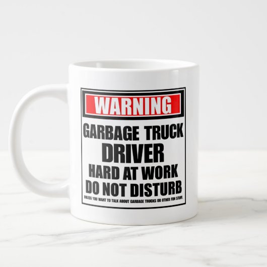 Warnung - Müll-LKW-Fahrer bei der Arbeit Jumbo-Tasse (Links)