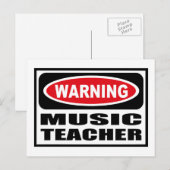 Warnung MUSIC LEHRER Postkarte (Vorne/Hinten)
