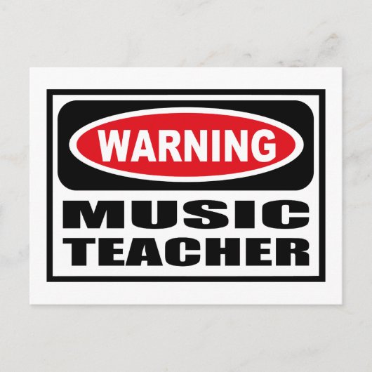 Warnung MUSIC LEHRER Postkarte (Vorderseite)