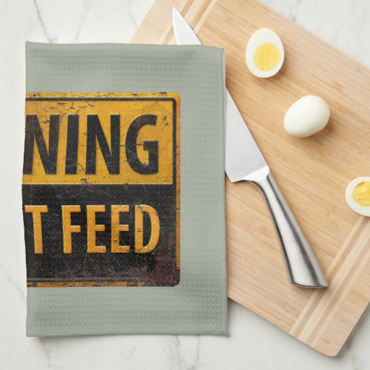 Warnung nicht gefüttert - Metallwarnung Geschirrtuch (Viertel Falte)