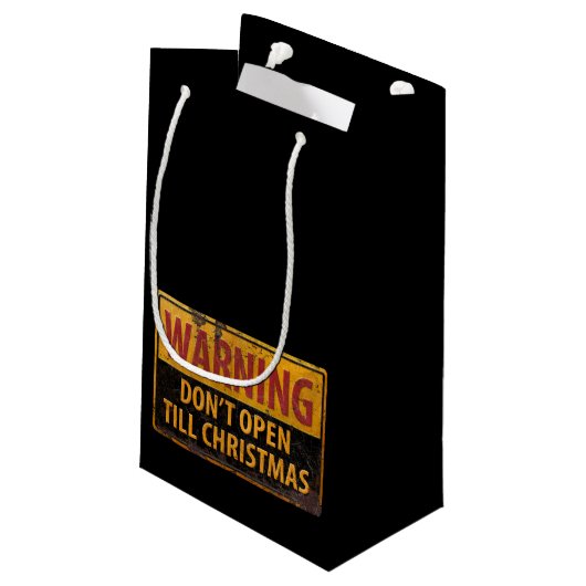 WARNUNG Nicht öffnen bis Weihnachten nicht signier Kleine Geschenktüte (Rückseite Schrägansicht)