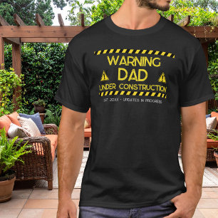 Warnung Papa im Aufbau Lustiger Papa Schwarz T-Shirt