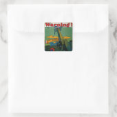 Warnung! Quadratischer Aufkleber (Tasche)