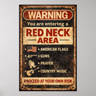 Warnung: Redneck-Gebiet Vintage Retro-Garagen-Schi Poster