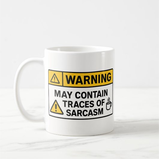 Warnung: Sarkasmus im Inneren – Bürotasse Kaffeetasse (Links)