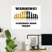 Warnung! Schemamentdenken im Inneren (Schach-Set) Poster (Heimbüro)