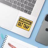 Warnung Schlammfalle Aufkleber (Laptop mit iPhone)