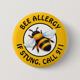 Warnung Schwer Allergie gegen Bienenstich Alarmkno Button