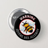 Warnung Schwer Allergie gegen Bienenstich Alarmkno Button (Vorne & Hinten)