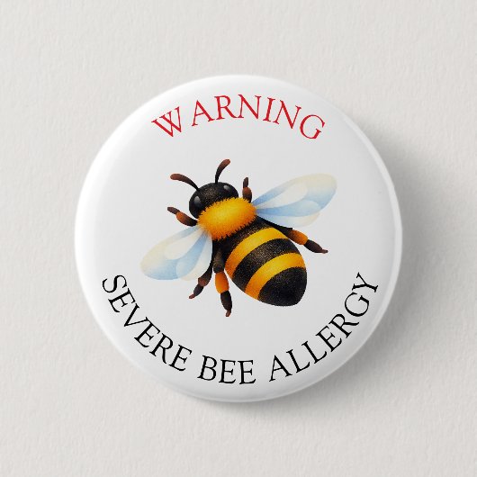 Warnung Schwer Allergie gegen Bienenstiche Alarmkn Button (Vorderseite)