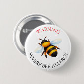 Warnung Schwer Allergie gegen Bienenstiche Alarmkn Button (Vorne & Hinten)