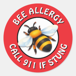 Warnung Schwer Allergie gegen Bienenstiche Alarmkn Runder Aufkleber