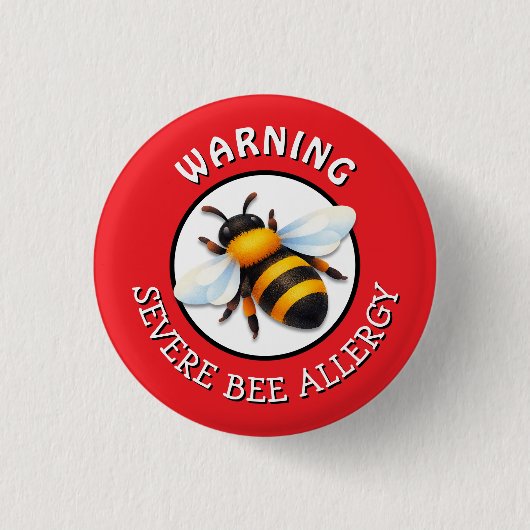 Warnung Schwere Bienenallergie-Alarm-Knopf Button (Vorderseite)