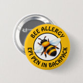 Warnung Schwerwiegende Bienenallergie-Alarm-Knopf Button (Vorne & Hinten)