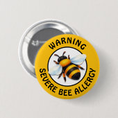 Warnung Schwerwiegende Bienenallergie-Alarm-Knopf Button (Vorne & Hinten)