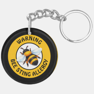 Warnung Schwerwiegende Bienenallergie-Alarm-Taste Schlüsselanhänger