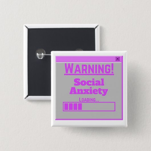 Warnung Soziale Angst Rosa Lade-Tab Button (Vorne & Hinten)