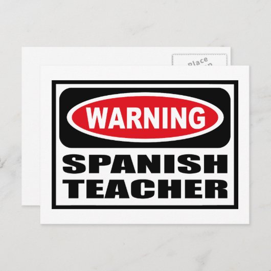 Warnung SPANISH LEHRER Postkarte (Vorne/Hinten)