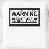 WARNUNG SPIELT NICHT GUT MIT ANDEREN RECHTECKIGER AUFKLEBER (Tasche)