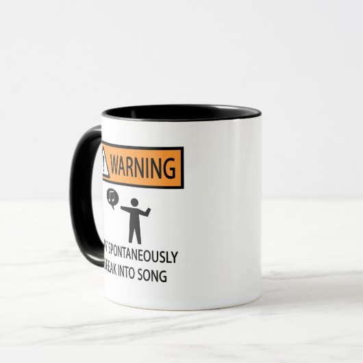 Warnung Spontaner Sänger Tasse (Vorderseite Links)