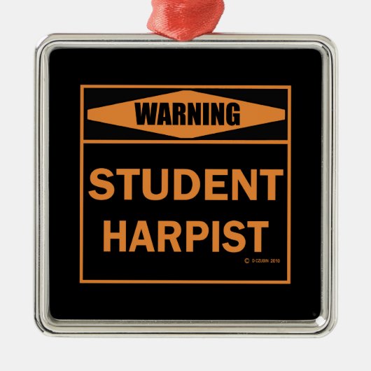 Warnung! Student Harpist! Silbernes Ornament (Vorne)