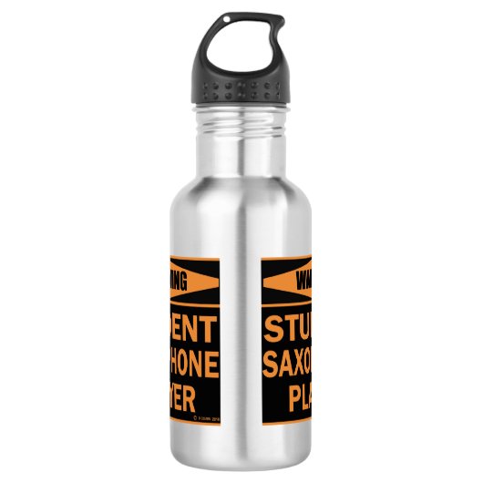 Warnung! Student Saxophone Player! Edelstahlflasche (Vorderseite)