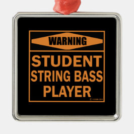 Warnung! Student String Bass Player! Ornament Aus Metall