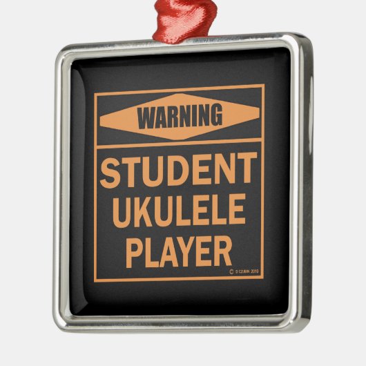 Warnung! Student Ukulele Player! Silbernes Ornament (Links)