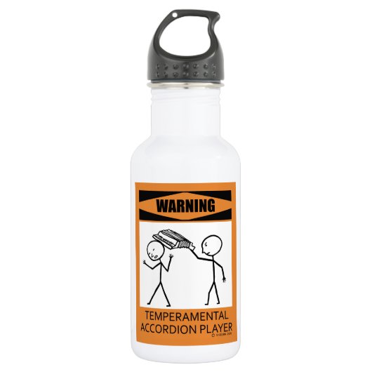 Warnung! Temperamentaler Accordion Player Trinkflasche (Vorderseite)